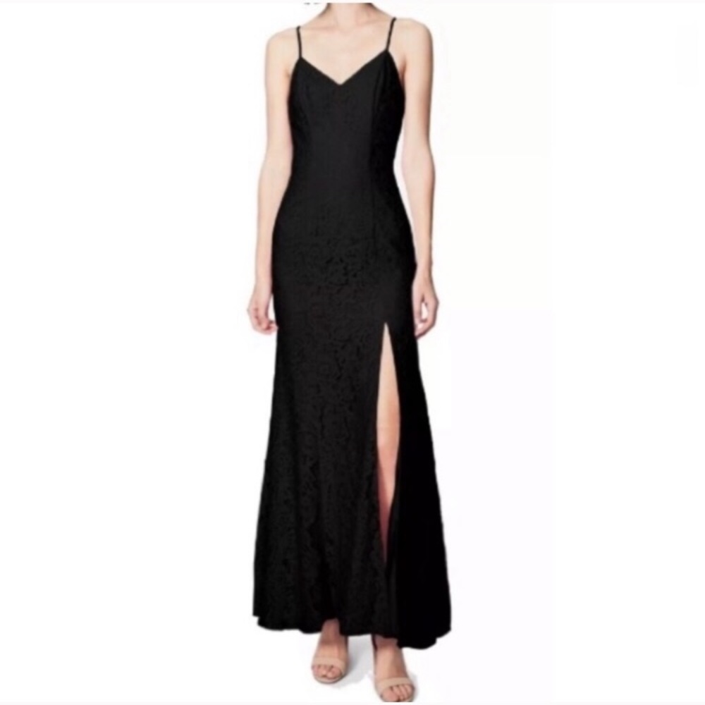 Fame And Partners NWT Black Corded Lace Maxi Dress
